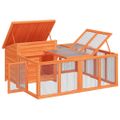 vidaXL Králikáreň hnedá 144x123x67,5 cm masívna borovica