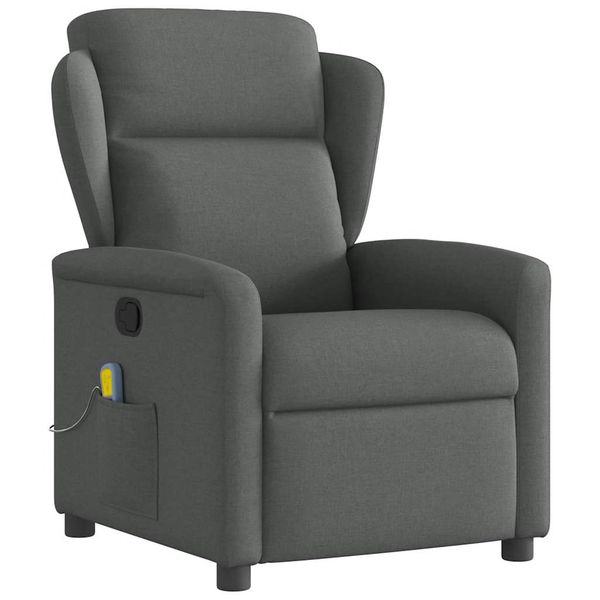 vidaXL Masážne kreslo s polohovacím mechanizmom, tmavosivá látka
