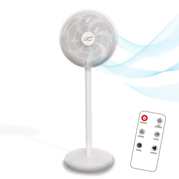 Stojací ventilátor WT114 55W 14" digitálny displej, diaľkové ovládanie, biely