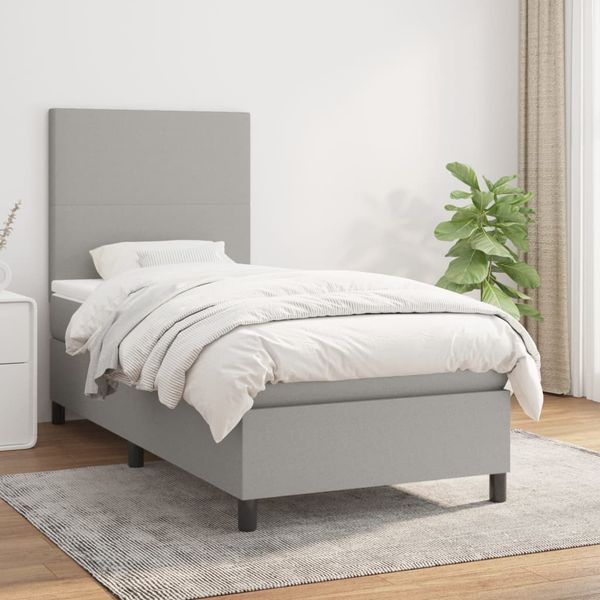 vidaXL Posteľný rám boxsping s matracom bledosivý 80x200 cm látka