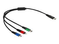 Kábel iba na nabíjanie - USB-C s pinmi (male) do Micro USB typ B, Lightning, USB-C s pinmi (male) - 30 cm - čierna