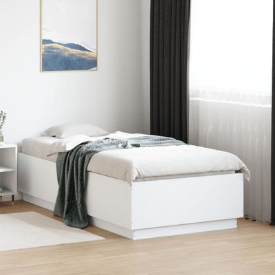 vidaXL Posteľný rám s LED svetlami čierny 90x190 cm kompozitné drevo