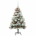 vidaXL Umelý vianočný stromček Zelená a biela 150 cm PVC, kov a plast