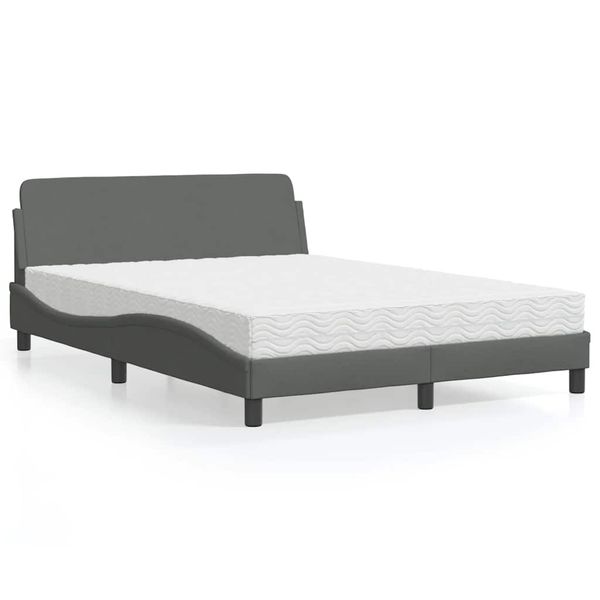 vidaXL Posteľ s matracom Dover tmavosivá 140x200 cm látka