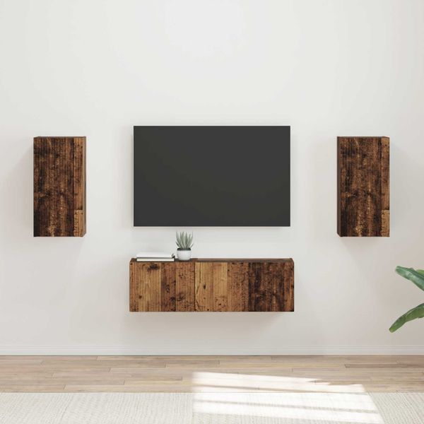 vidaXL Sada nástenného kabinetu na TV Nástenný 4 pcs Staré drevo