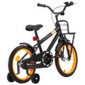 vidaXL Detský bicykel s predným nosičom 16 palcový čierny a oranžový