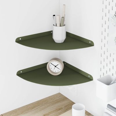vidaXL Závesná polica s poličkou 2 pcs Olivová zelená 30 x 30 x 2 cm