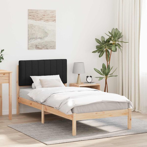 vidaXL Rám postele s čalúneným čelom Čierny 90 x 190 cm