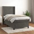 vidaXL Posteľný rám boxspring s matracom tmavosivý 80x200 cm zamat