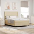 vidaXL Posteľ s pružinovým rámom s vankúšom Krémová 190 x 140 cm látka