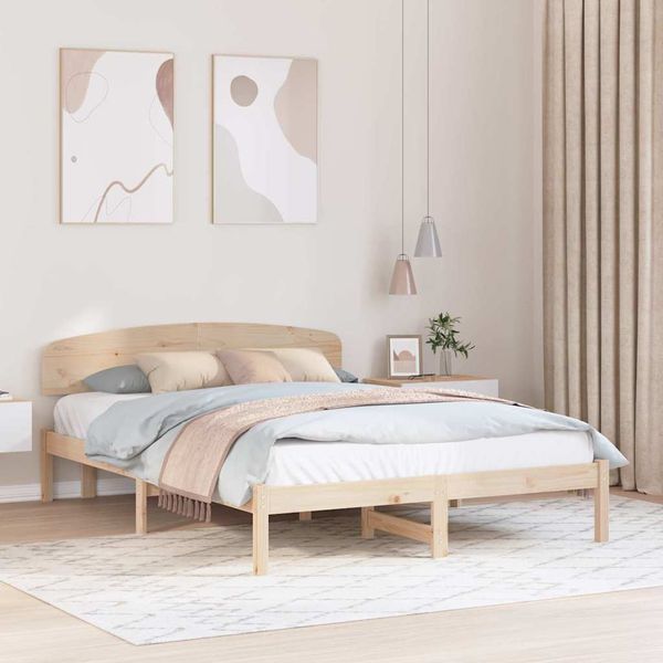 vidaXL Rám postele Prírodná 150 x 200 cm Masívne borovicové drevo