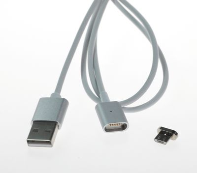 MyMax AA-1186 Magnetický kábel MicroUSB, strieborný