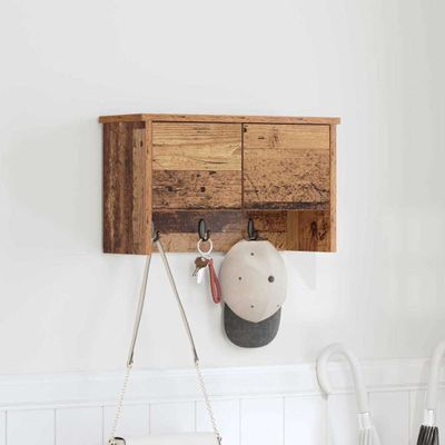 vidaXL Vešiak na stenu Staré drevo 50 x 20 x 30 cm Kompozitné drevo