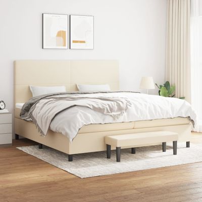 vidaXL Boxspring posteľ s matracom krémová 200x200 cm látka
