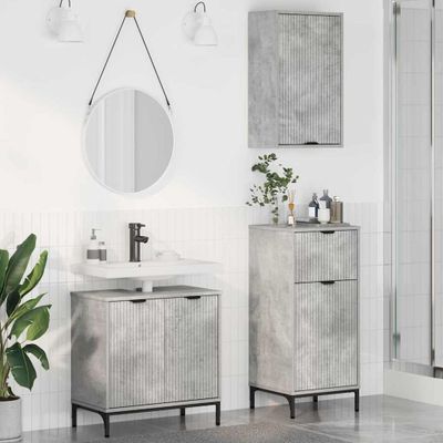 vidaXL Sada kúpeľňového nábytku 3 pcs Betónovo sivá Kompozitné drevo