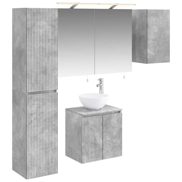 vidaXL Set kabinetov do kúpeľne 5 pcs Betónovo sivá 50 x 14,5 x 70 cm