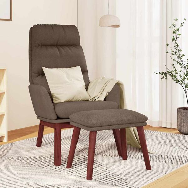 vidaXL Relaxačné kreslo s podnožkou sivohnedé látka