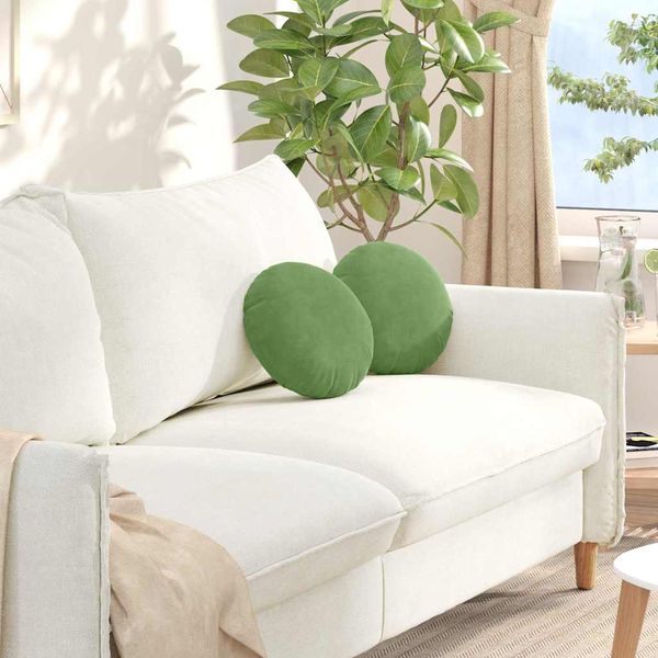 vidaXL Vankúše na sedenie 2 pcs Svetlo zelená Ø30 x 13 cm Zamat