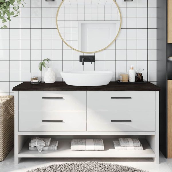 vidaXL Kúpeľňová doska tmavohnedá 160x60x(2-4) cm ošetrený masív