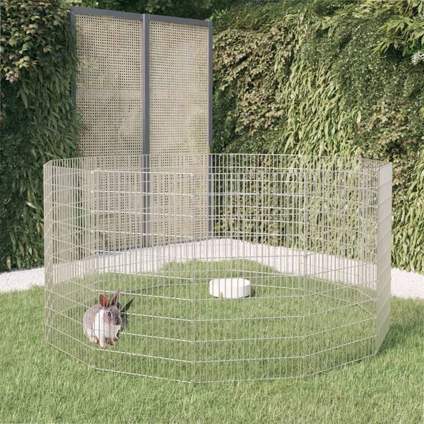 vidaXL Ohrada pre zvieratá s voľným výbehom, 12 panelov, 54x100 cm, pozinkované železo