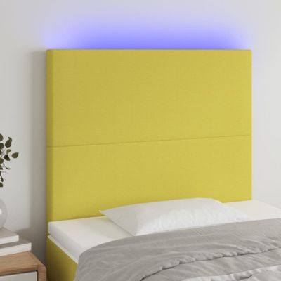 vidaXL Čelo postele s LED zelené 100x5x118/128 cm látka