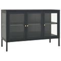 vidaXL Komoda antracitová 105x35x70 cm oceľ a sklo