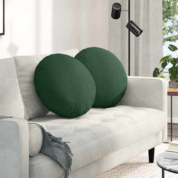 vidaXL Vankúše na sedenie 2 pcs Tmavozelená Ø50 x 19 cm