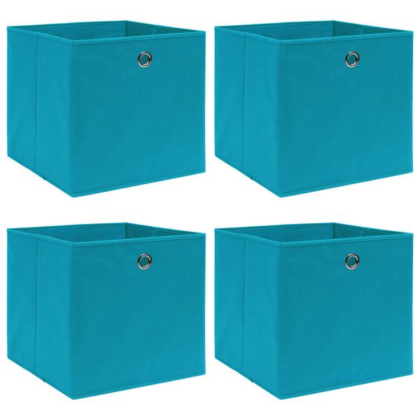vidaXL Úložné boxy 4 ks, svetlomodré 32x32x32 cm, látka
