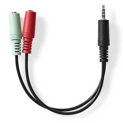 Nedis CAGB22150BK02 - Stereo Audio Kabel | 3,5mm Zástrčka -2x 3,5mm Zásuvka | 0.20 m | Kulatý | Černá Kabel, audio, 3,5mm zástrcka - 2× 3,5mm zásuvka, 20cm, box, cerný