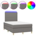 vidaXL Posteľ boxsping s matracom a LED tmavosivá 120x200 cm látka