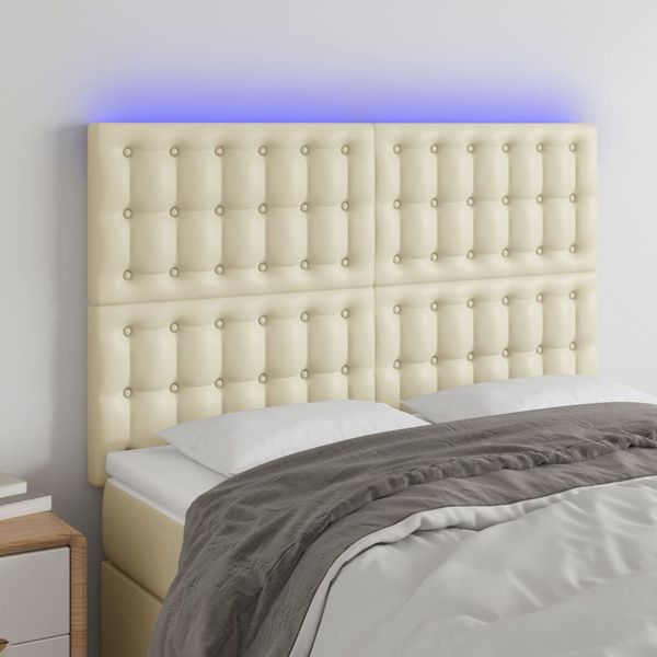 vidaXL Čelo postele krémové 144x5x118/128 cm umelá koža