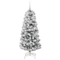 vidaXL Umelý Sklápací Vianočný Stromček 150 LED Zelená a biela 150 cm