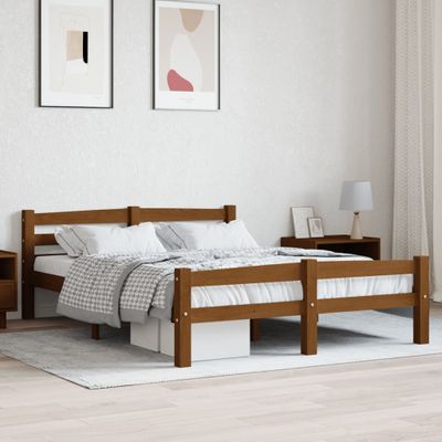 vidaXL Posteľný rám, medovo hnedý, borovicový masív 140x200 cm