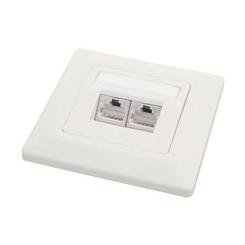 Solarix - zásuvka 2x RJ45, STP, Cat 6, pod omietku, biela