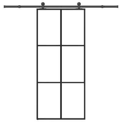 vidaXL Posuvné dvere s kovaním ESG sklo a hliník 90x205 cm