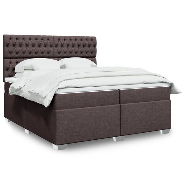 vidaXL Boxspring posteľ s matracom tmavohnedá 200x200 cm látka