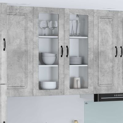 vidaXL Nástenný sklenený kabinet LUCCA Betónovo sivá 80 x 31 x 100 cm