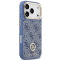 Puzdro Guess 4G Strass Logo & Big Strap Metal Buttons MagSafe pre iPhone 17 Pro modré