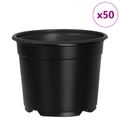 vidaXL Kulatý kvetináč 50 ks Čierna Ø 10 x 8 cm Plast