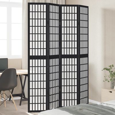 vidaXL Paraván, 4 panely, čierny, masívne drevo paulovnie