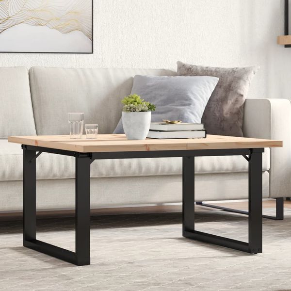 vidaXL Konferenčný stolík v tvare O 90x90x45,5 cm borovica a oceľ