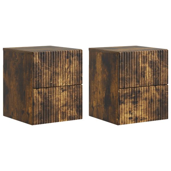 vidaXL Nástenná nočná skrinka 2 pcs Dymový dub 33 x 34,5 x 40 cm