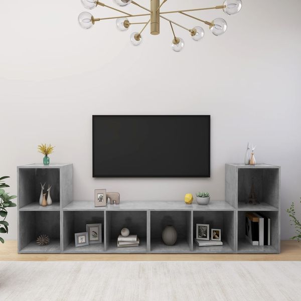 vidaXL TV skrinky 4 ks, betónovo sivé 72x35x36,5 cm, kompozitné drevo