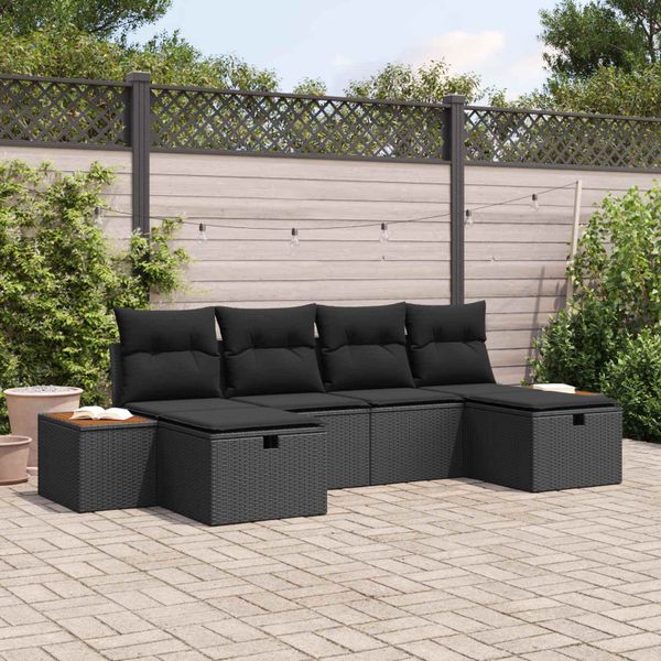 vidaXL Súprava záhradných pohoviek 6 pcs Čierna 55 x 62 x 69 cm