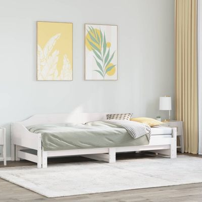 vidaXL Vysúvacia denná posteľ biela 90x190 cm masívna borovica