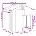 vidaXL Búda pre psa so strechou antracitová 117x103x123 cm pozin. oceľ