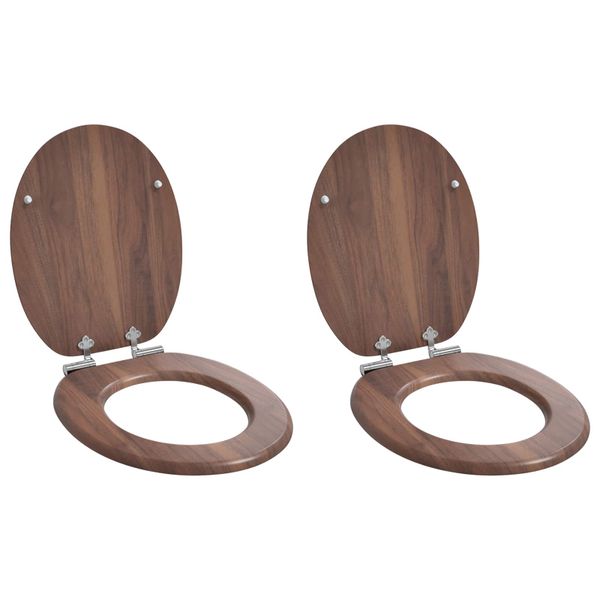 vidaXL Sedenie na toaletu s tichým zatváraním 2 pcs Hnedá 44 x 38 cm
