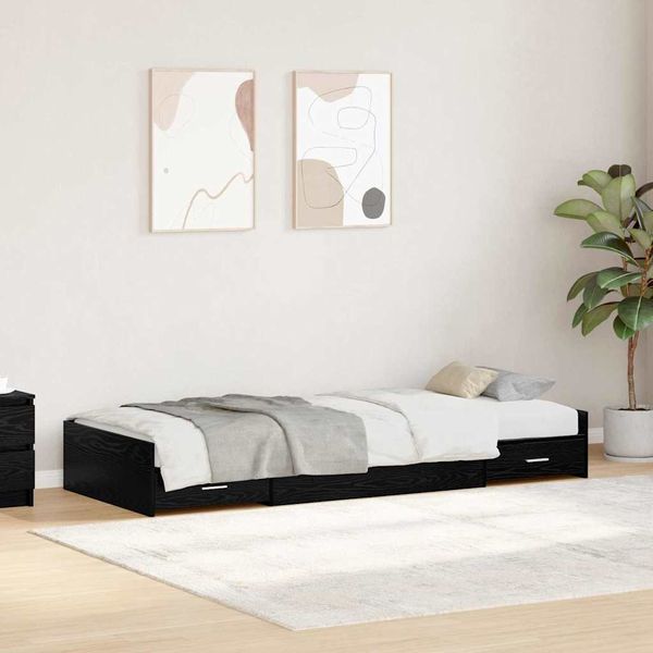 vidaXL Rám postele so zásuvkou Čierny dub 80 x 200 cm Kompozitné drevo