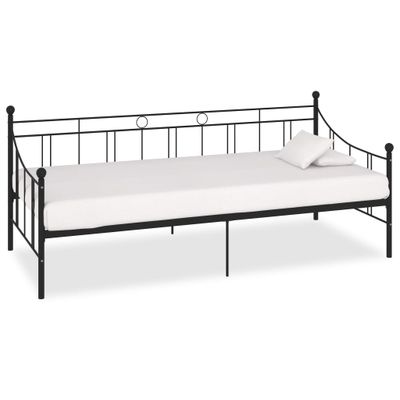 vidaXL Rám dennej postele čierny kovový 90x200 cm