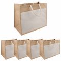 vidaXL Jutové tašky s vreckom 5 Prírodná a biela 42 x 33 x 19 cm